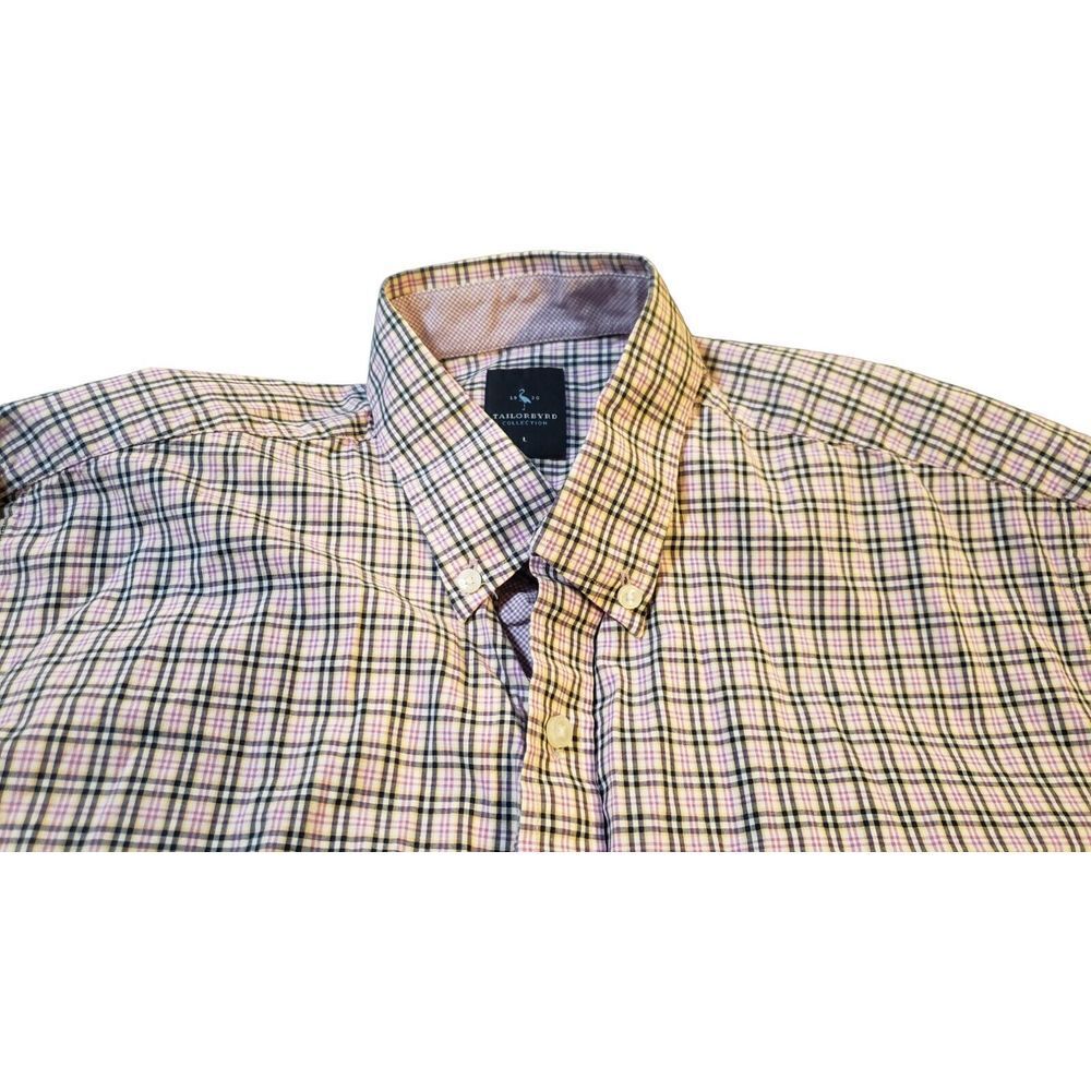 Tailorbyrd Mens Shirt Multicolor Stripes Button Front Short Sleeve Size‎ Large